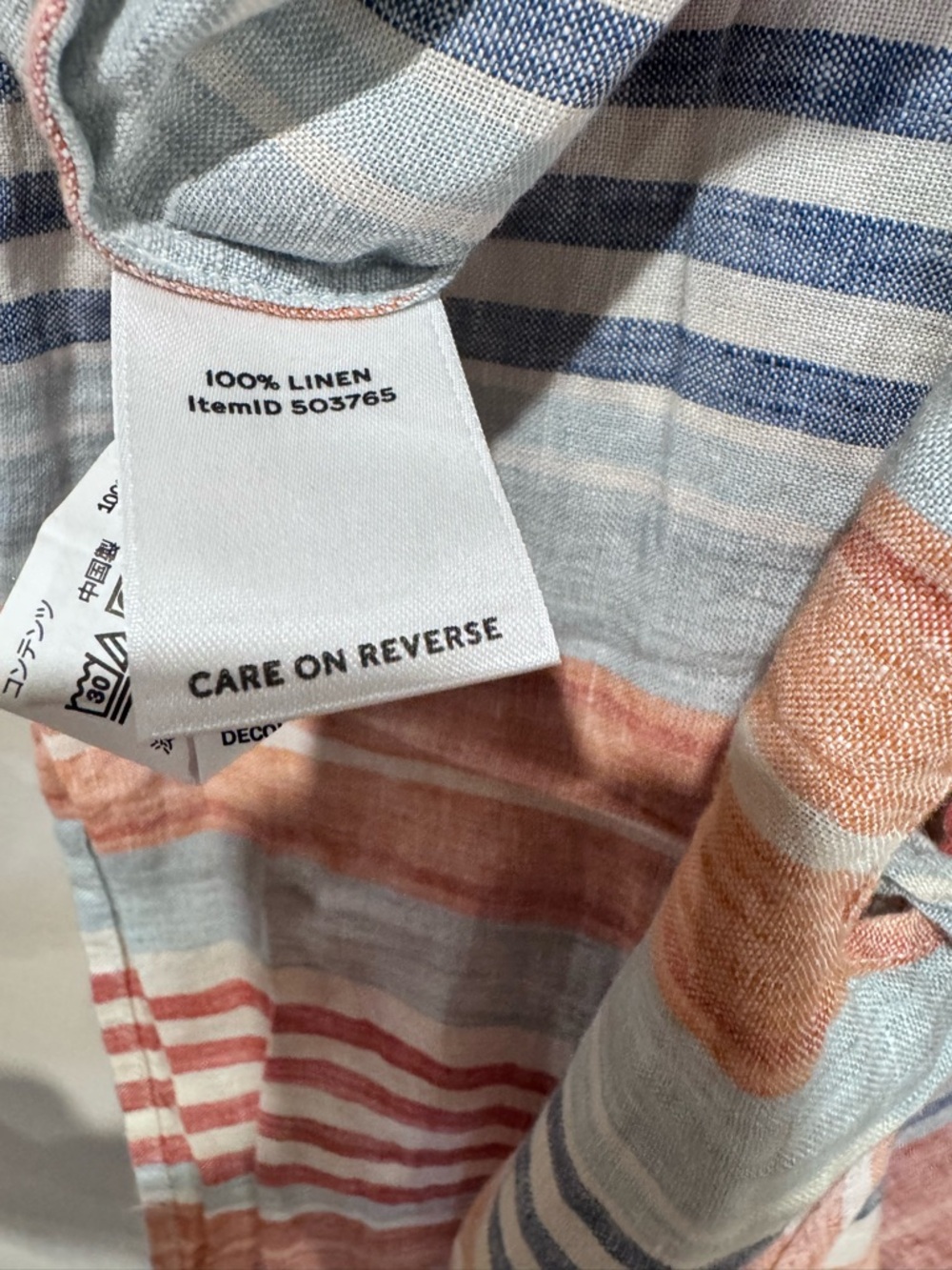 L.L. Bean Striped Tie-Front Blouse in Blue, Pink, Cream - Picture 4 of 5